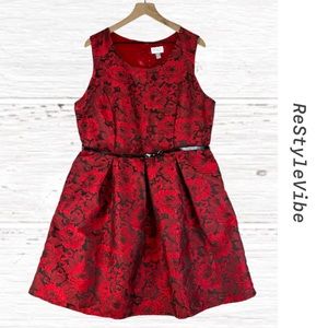 THE CHILDREN’S PLACE Girl’s Youth Size XXL Dress Fancy Floral Roses Belted NWT